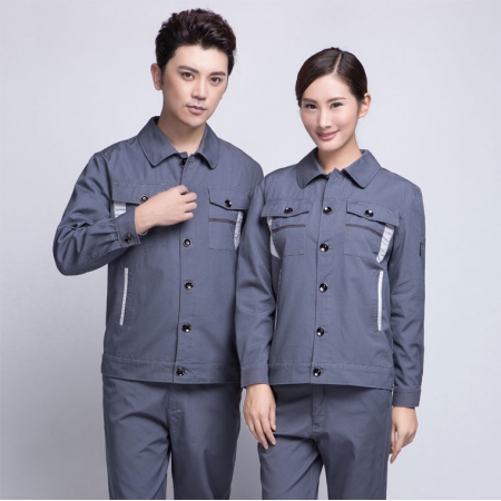 清灰拼银灰全棉春秋季工服AC06-2